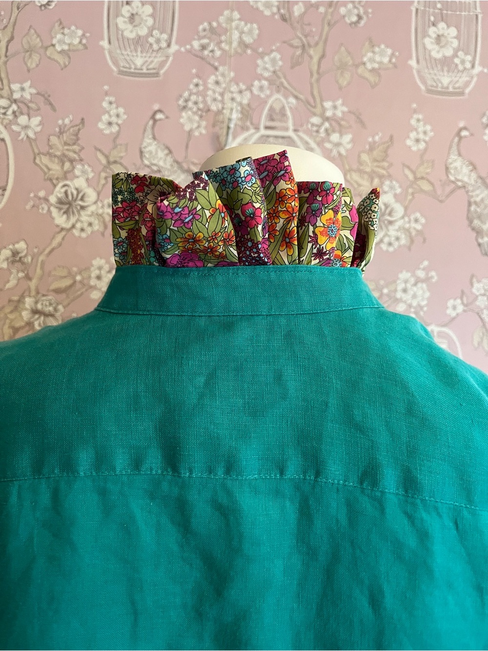 Upcycled  JJill linen woman’s teal shirt/tunic - Picture 5 of 7